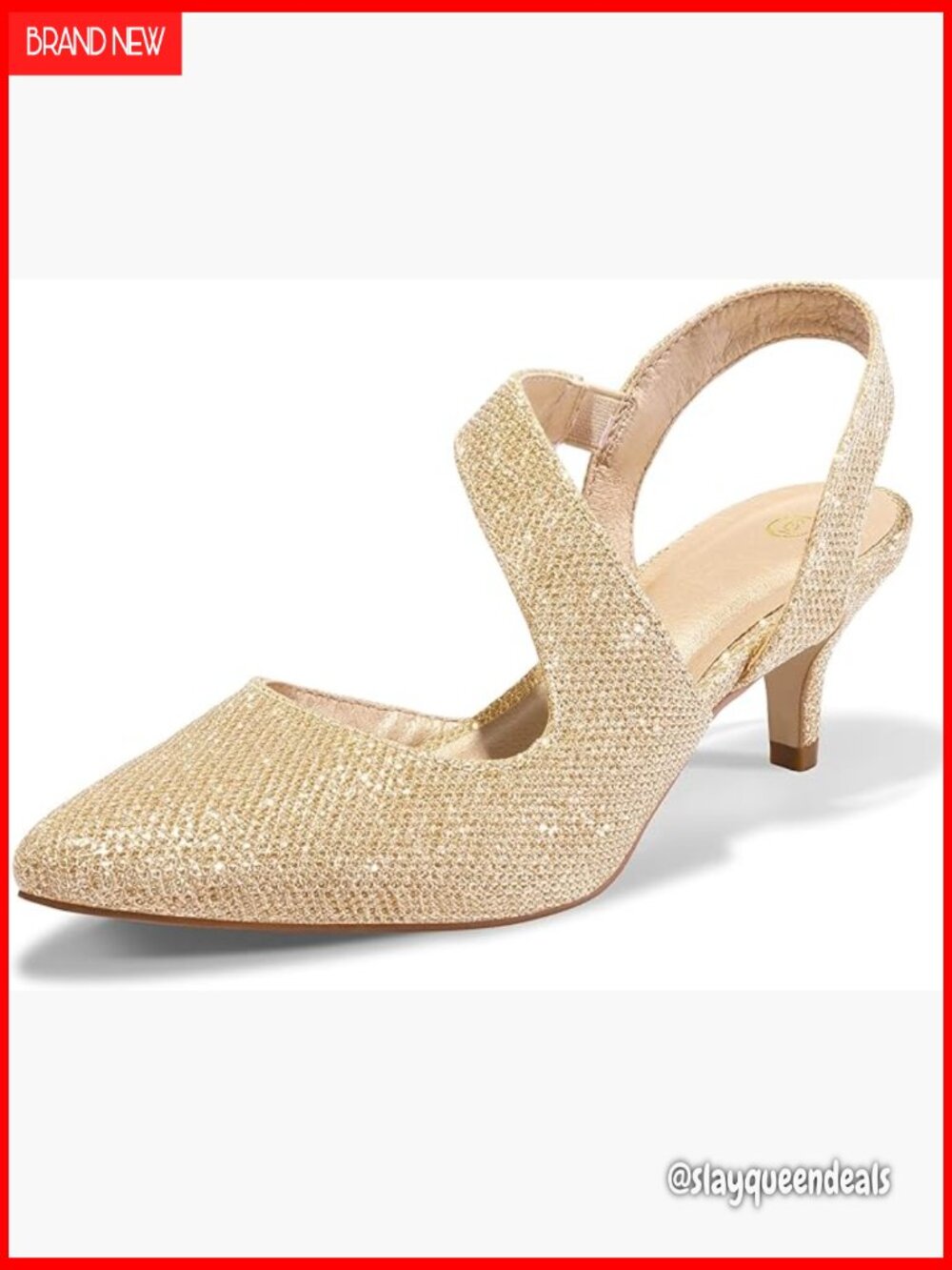Women's Low Heel Kitten Pumps Slingback Wedding Dress Shoes